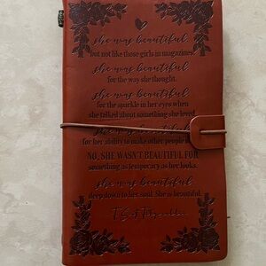 She was beautiful Brown Leather Journal with Floral Design
